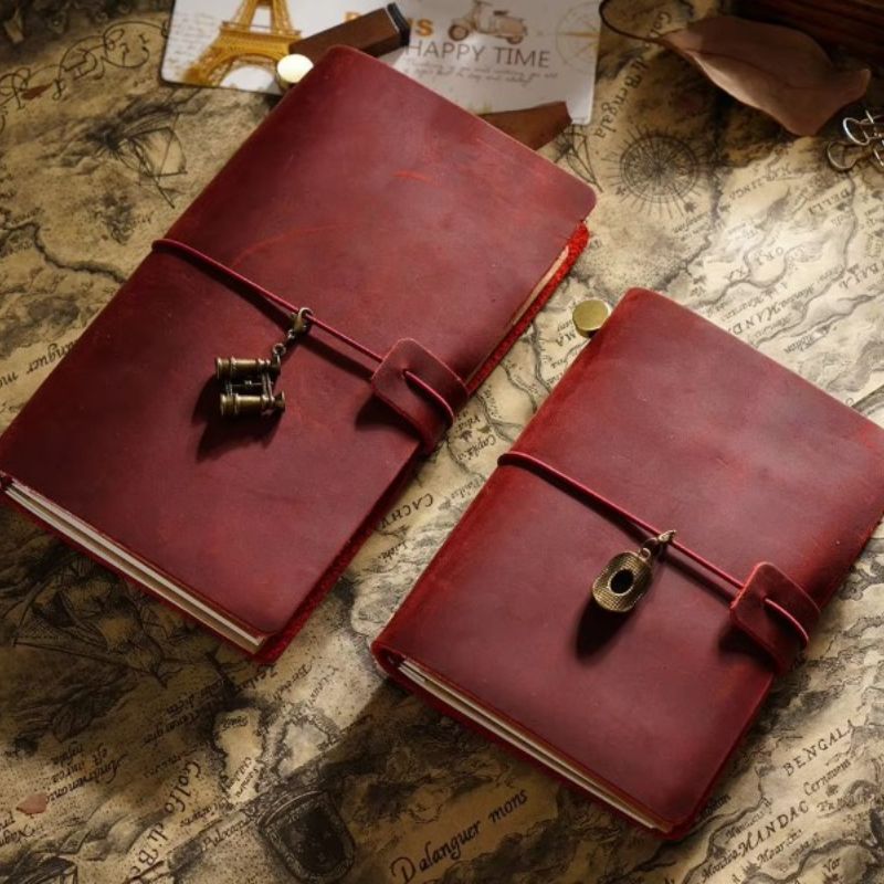 vintage notebook two notebooks placed - Black - Dark Brown - Brown - Green - Blue - Red - Purple