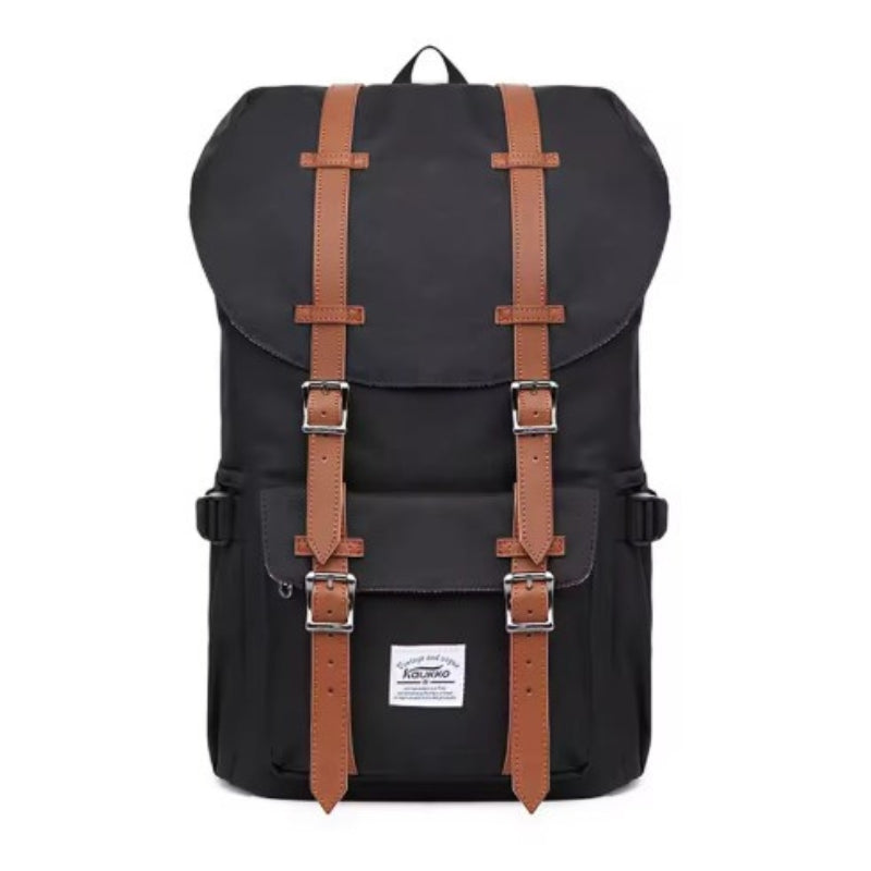vintage travel backpack strap details - Black