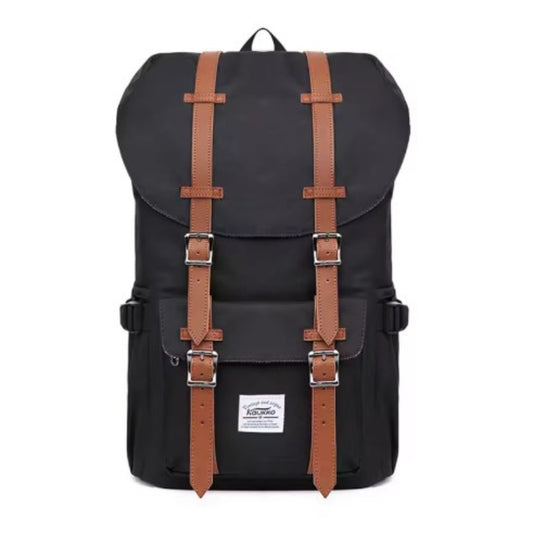 vintage travel backpack strap details - Black