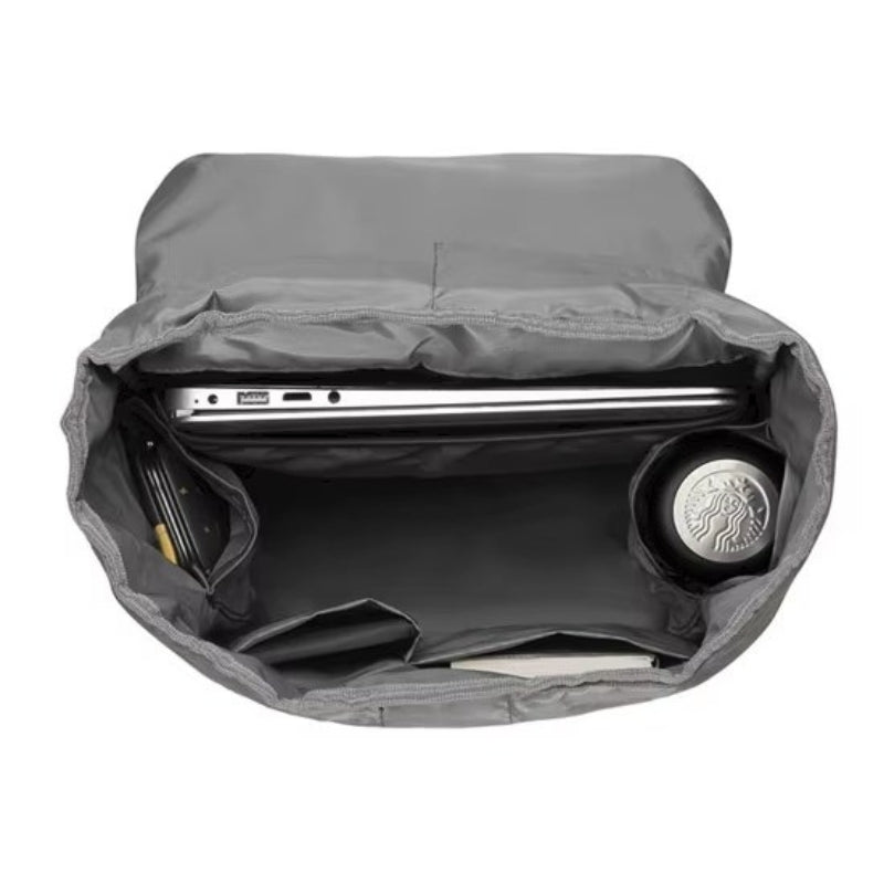 vintage travel backpack interior with laptop - Black - Blue - Grey - Gray - Green