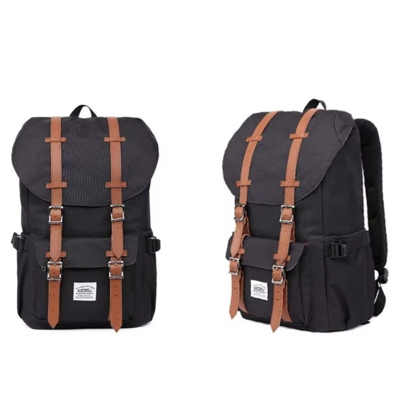 vintage travel backpack two different angles - Black - Blue - Grey - Gray - Green