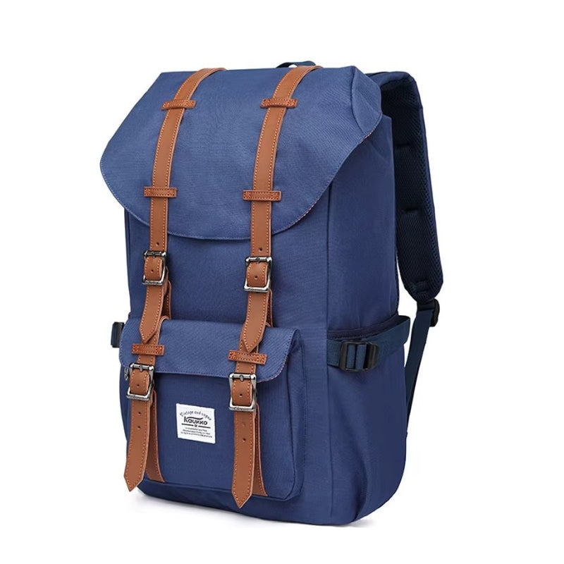 vintage travel backpack strap details - Blue