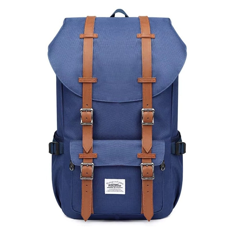 vintage travel backpack strap details - Blue