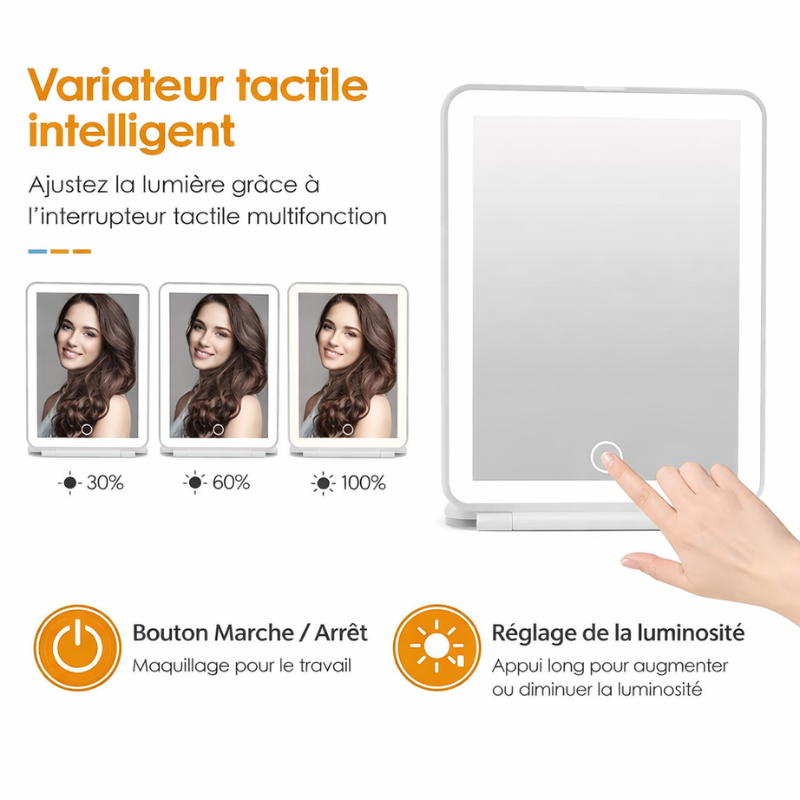 portable zoom led mirror brightness adjustment - White - Pink