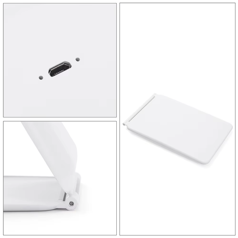 portable zoom led mirror hinge details - White - Pink
