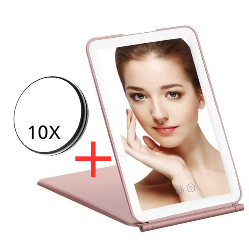 portable zoom led mirror - Pink - With Zoom