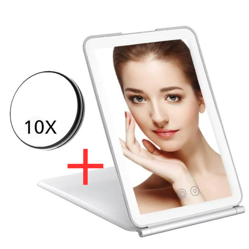 portable zoom led mirror - White - With Zoom