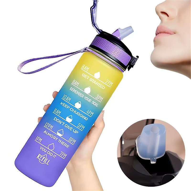 water bottle with straw close up on straw - Purple and Yellow - Sky Blue - Turquoise - Pink - Black - Red and Black - Pink and Blue - Pink and Turquoise - Turquoise and Fuchsia - Black and White