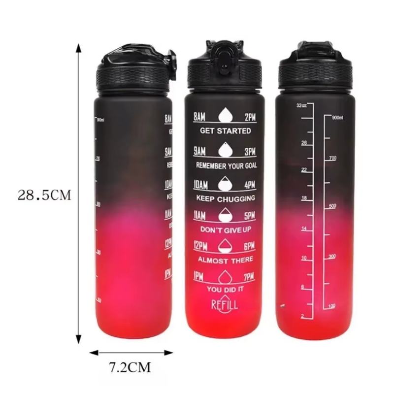 water bottle with straw three angles visible - Purple and Yellow - Sky Blue - Turquoise - Pink - Black - Red and Black - Pink and Blue - Pink and Turquoise - Turquoise and Fuchsia - Black and White