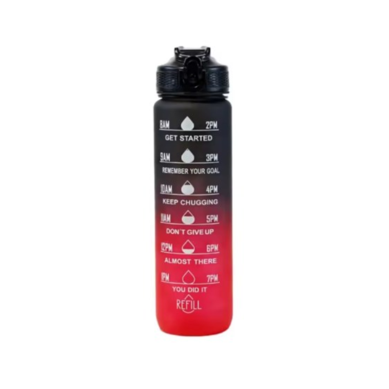 water bottle with straw - Red and Black
