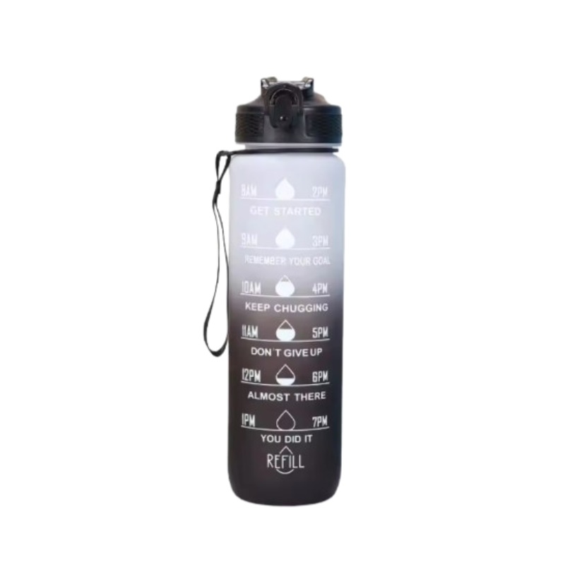 water bottle with straw - Black and White