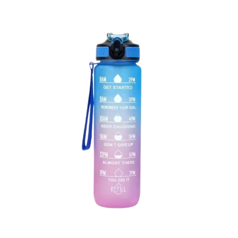 water bottle with straw - Pink and Blue
