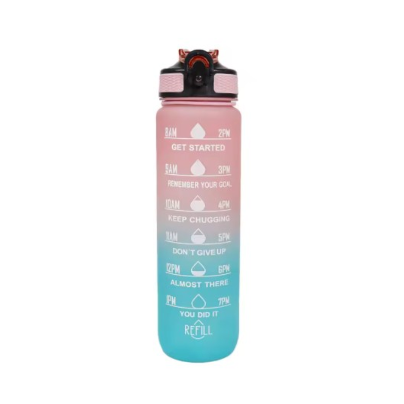 water bottle with straw - Pink and Turquoise