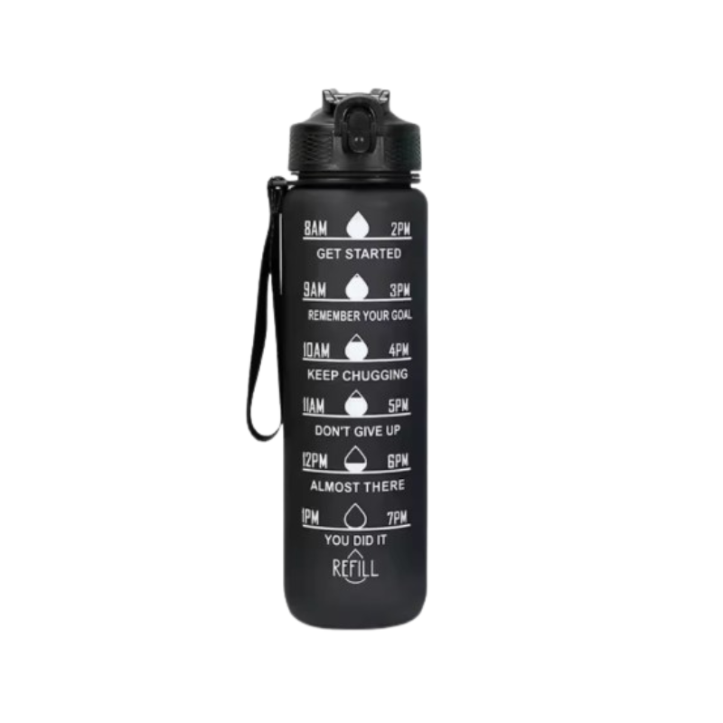 water bottle with straw - Black