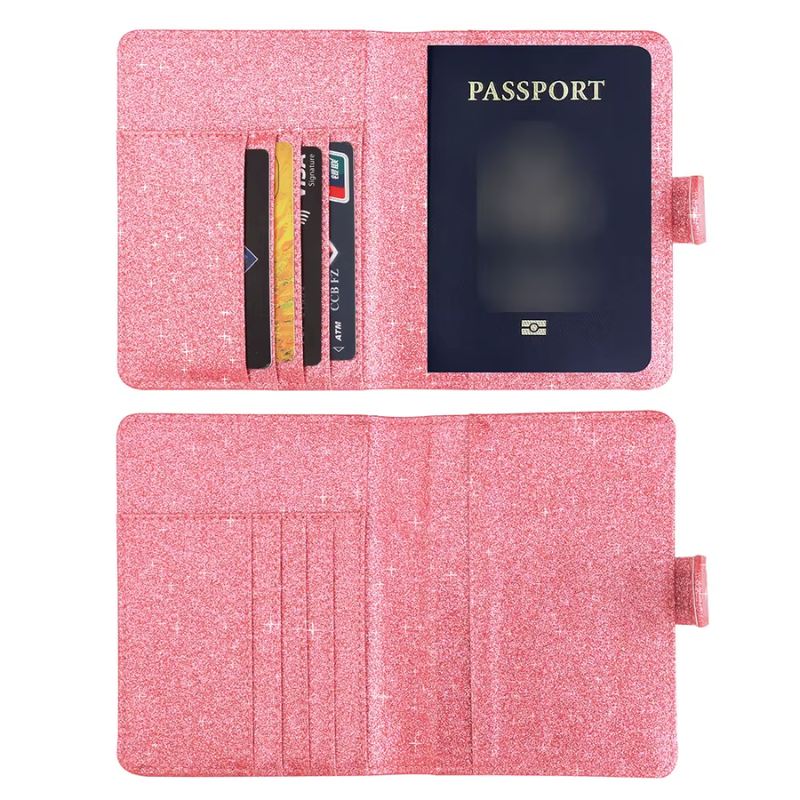glitter passport holder open compartment - Champagne - Pink - Purple - Blue