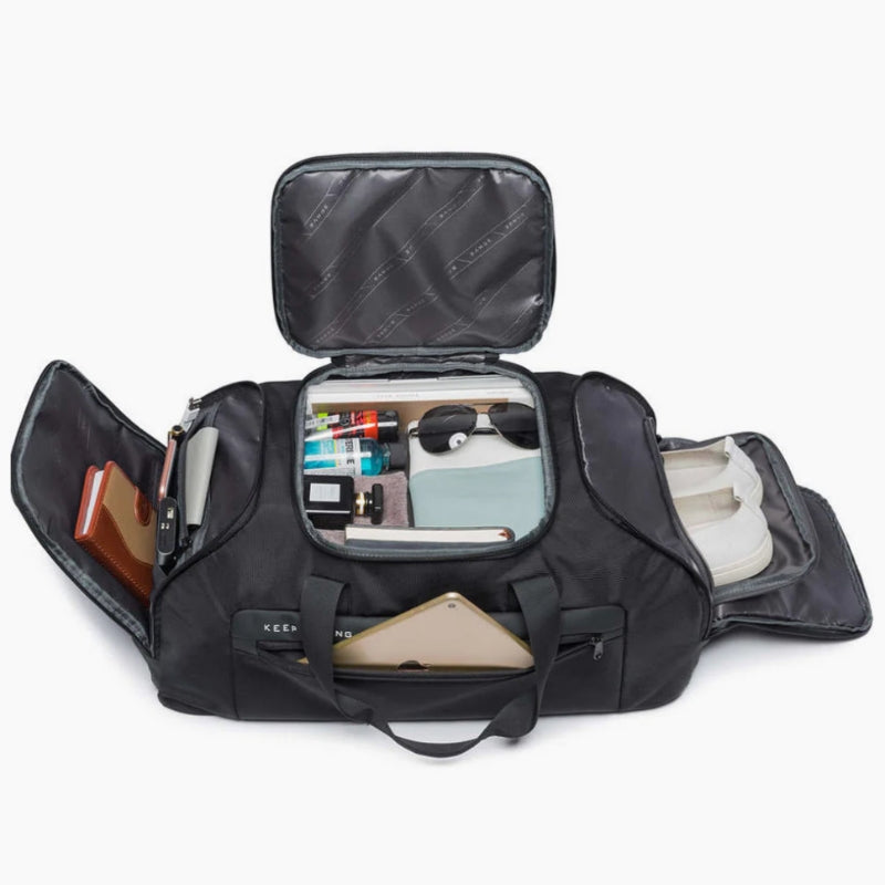 convertible travel bag open compartment - Black