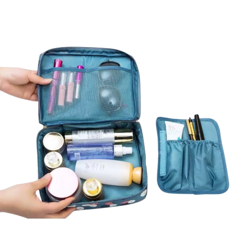 original travel toiletry bag open compartment - Wine Red - Violet and Cherries - Blue and Cherries - Pink Flamingo - Cactus - Leopard - Light Blue and Flowers - Burgundy and Flowers - Pink and Flowers - Navy Blue and Flowers - Pink Stripes - Pink and Cherries - Candy Pink - Navy Blue - Grey - Gray - Polka Dot Pink - Green and Cherries