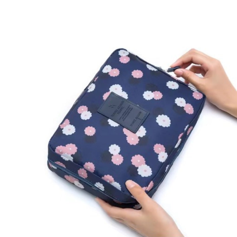 original travel toiletry bag - Navy Blue and Flowers