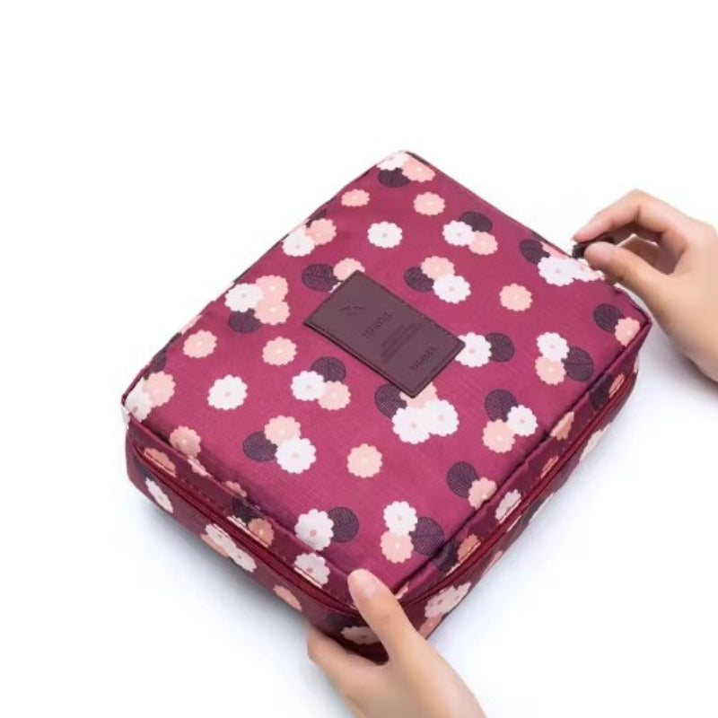 original travel toiletry bag - Burgundy and Flowers