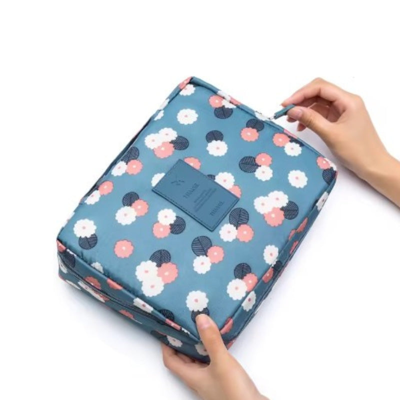 original travel toiletry bag - Light Blue and Flowers