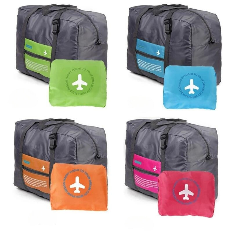 large capacity foldable travel bag four folded bags - Rose red - Blue - Green - Orange
