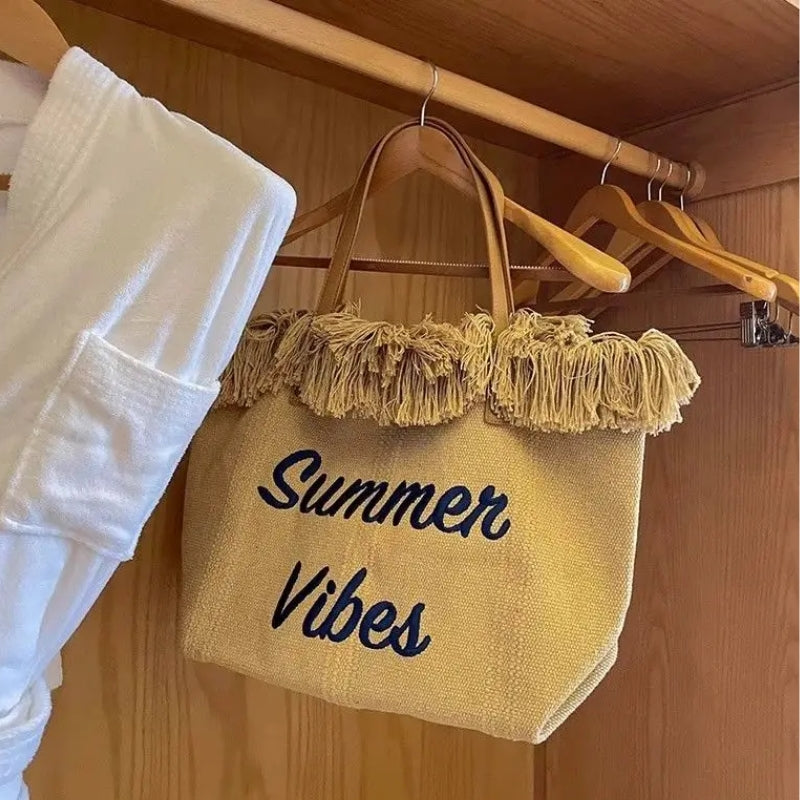 women's beach bag close up fringe - Cream White - Black - Green - Beige - Pink