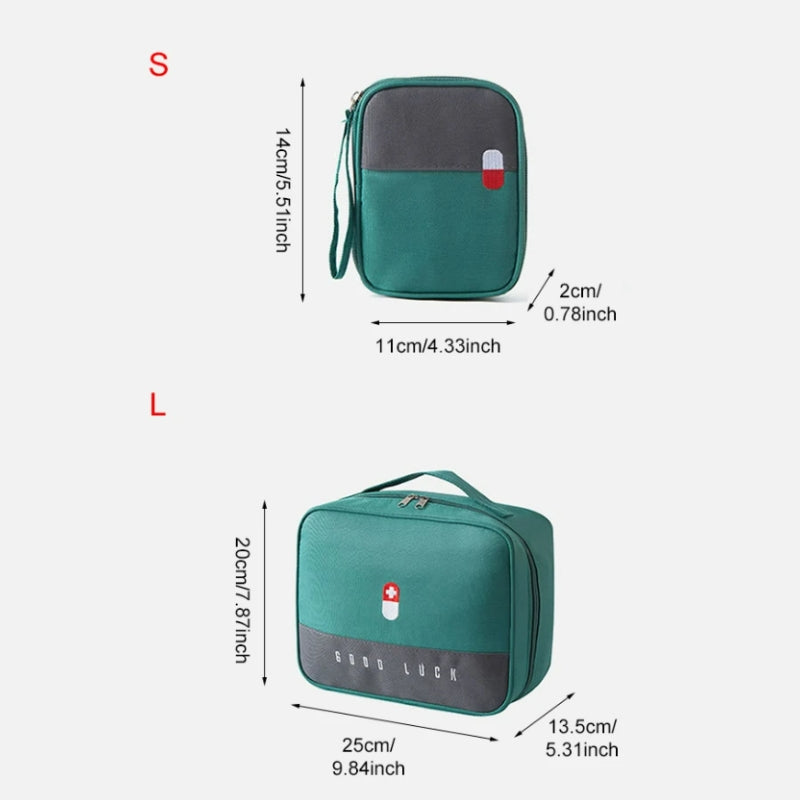empty large travel pharmacy pouch two sizes displayed - Green - Grey - Gray - Red - Pink