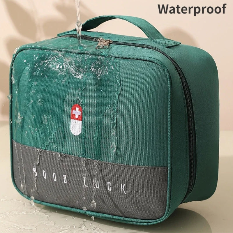 empty large travel pharmacy pouch close up on water - Green - Grey - Gray - Red - Pink