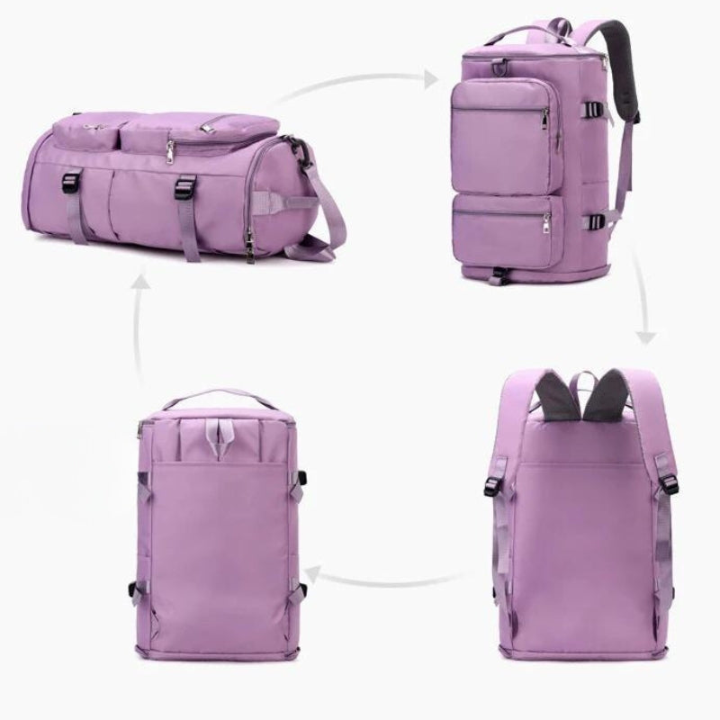 large women's travel bag four different angles - Navy Blue - Black - Sky Blue - Grey - Gray - Purple - Pink