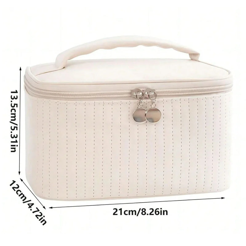 makeup toiletry bag close up zip closure - Beige - Black - Blue - Grey - Gray - Pink - Brown - Green