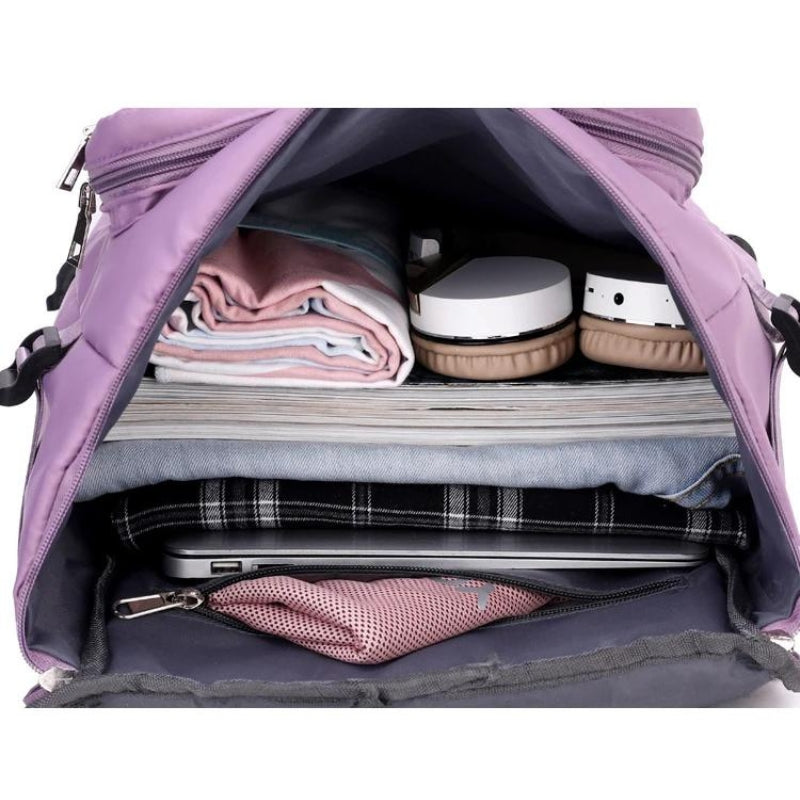 large women's travel bag open compartment - Navy Blue - Black - Sky Blue - Grey - Gray - Purple - Pink