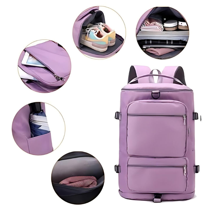 large women's travel bag open compartment - Navy Blue - Black - Sky Blue - Grey - Gray - Purple - Pink