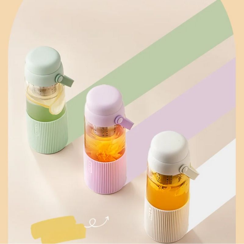 glass infuser water bottle - Green - White - Purple