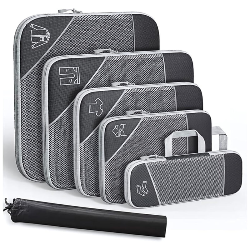 compressible suitcase organizer - Black - Six Pieces