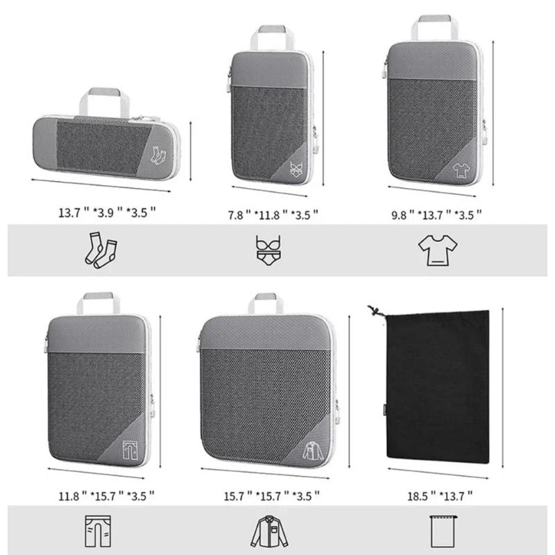 compressible suitcase organizer - Black - Blue - Red - Green - Grey - Gray