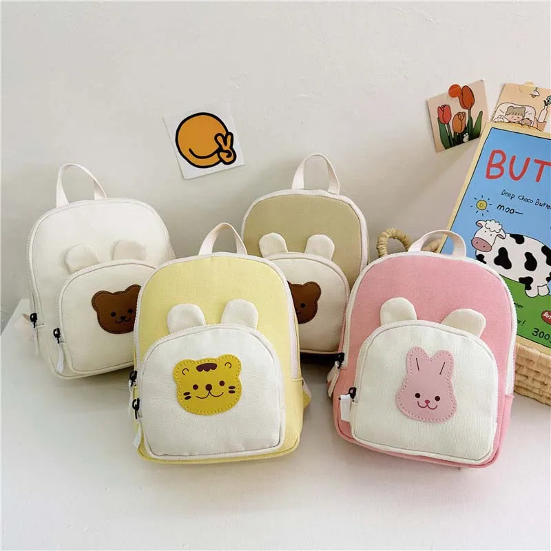 children's backpack 3 years four bags aligned - Beige - Pink - Yellow - Cream White