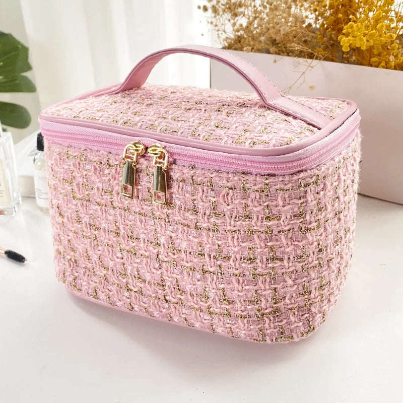 large soft vanity close up zip closure - White - Black - Light Blue - Pink - Navy Blue - Burgundy