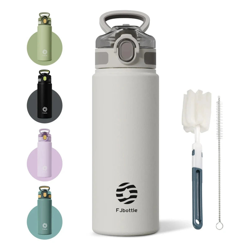 insulated water bottle with built-in straw