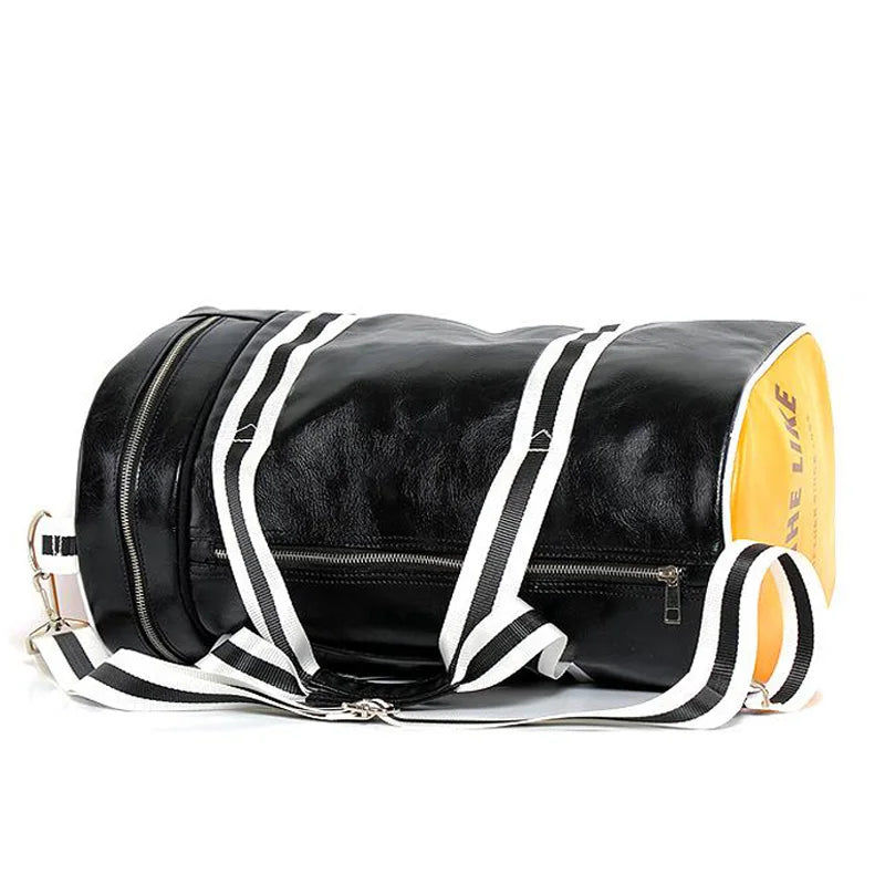 vintage men's pu sports bag close up zip closure - Red - Black - Blue - Black and White - Black and Yellow - Green