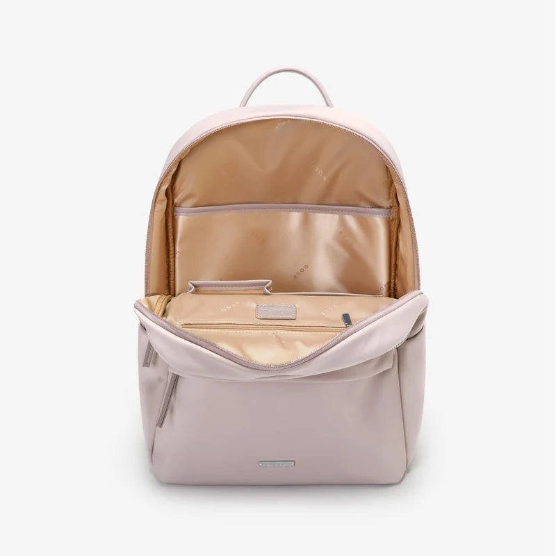 15 inch laptop backpack compartment open - Beige - Black - Pink