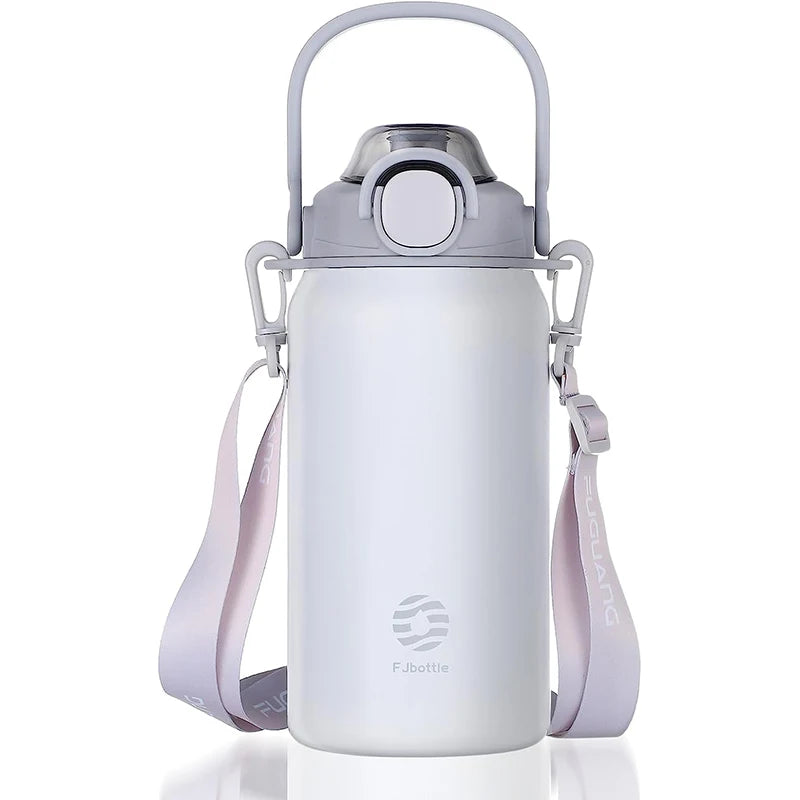 large capacity insulated water bottle - White