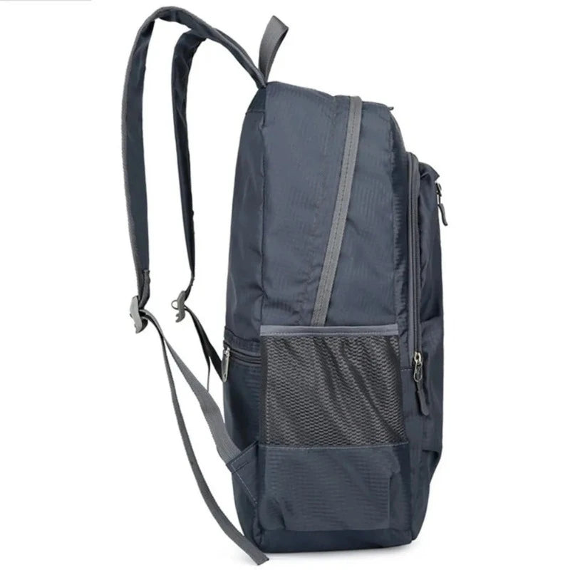 30l hiking backpack side view details - Sky Blue - Black - Navy Blue - Orange - Grey - Gray - Pink