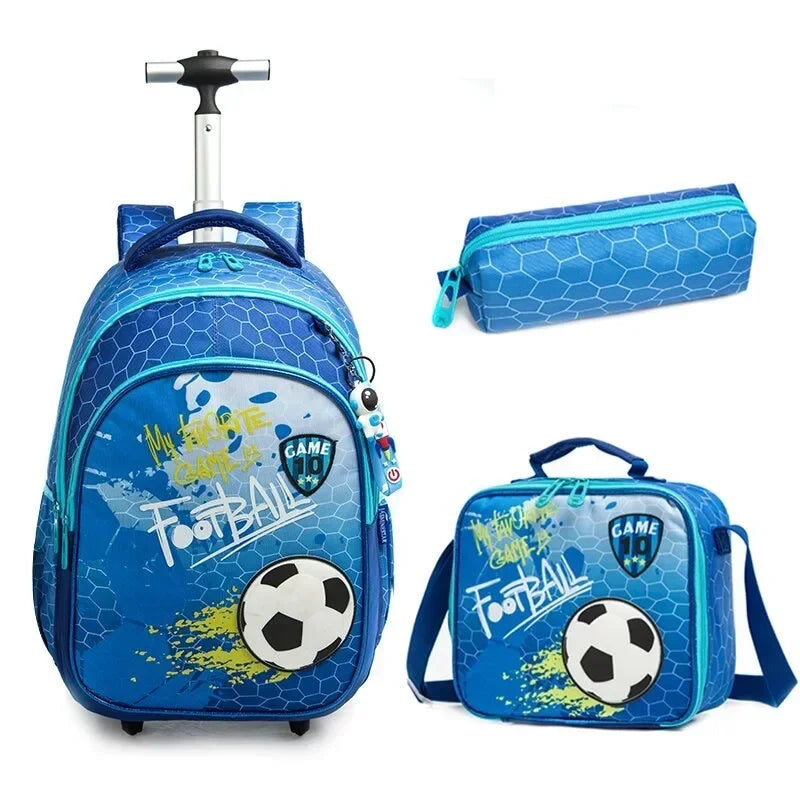 children's backpack with wheels - Football Pattern 1
