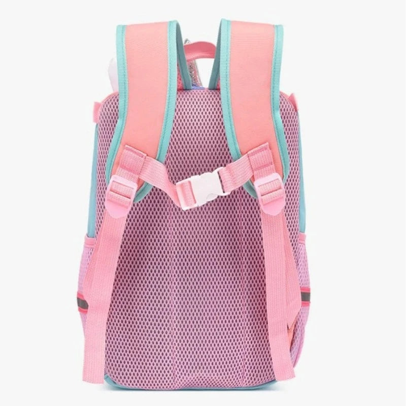 customizable children's backpack detailed back view - Pink and Purple - Pink and Sky Blue - Pink and Navy Blue - Red and Navy Blue - Sky Blue and Navy Blue - Yellow and Navy Blue - Royal Blue and Navy Blue