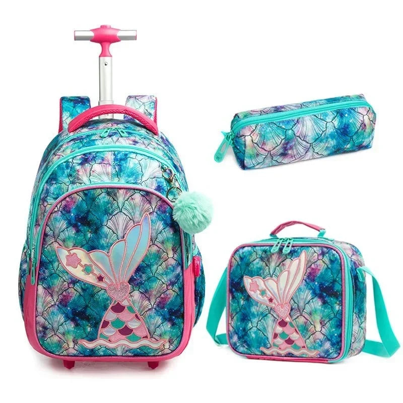 children's backpack with wheels - Mermaid Pattern 1