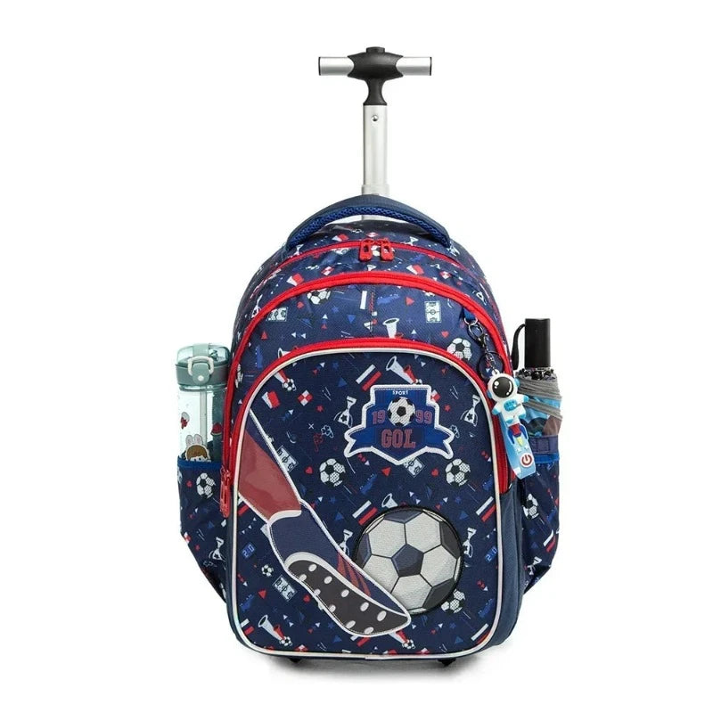 children's backpack and wheels sporty graphic detail - Mermaid Pattern 1 - Mermaid Pattern 2 - Unicorn Pattern - Football Pattern 1 - Football Pattern 2