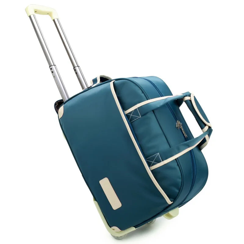 wheeled suitcase angled view - Blue