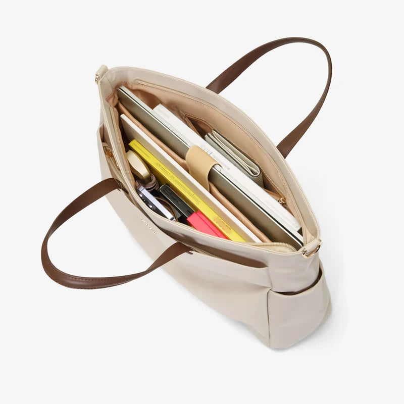 women's travel handbag open compartment - Beige - Pink - Black