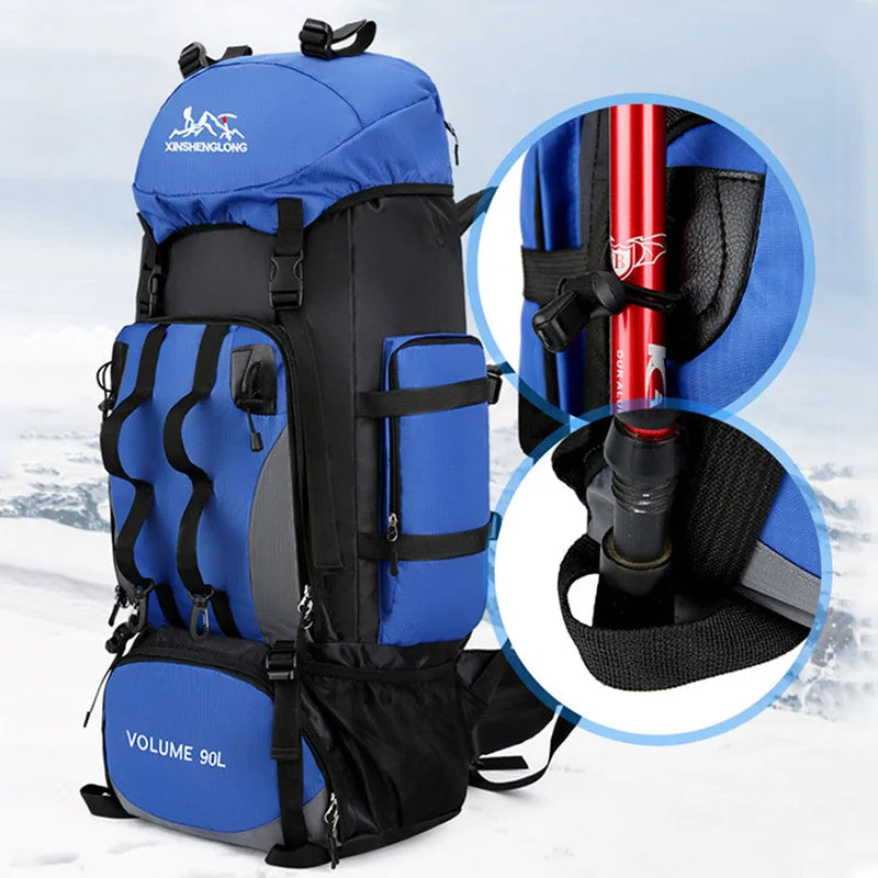 trekking backpack close up compartment - Light Blue - Red - Green - Navy Blue - Black