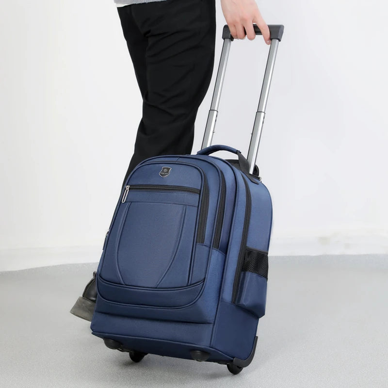 wheeled backpack carried by hand - Navy Blue - Grey - Gray - Black
